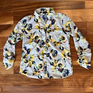 The Limited Floral Dressy Sheer Button Up Blouse size Medium